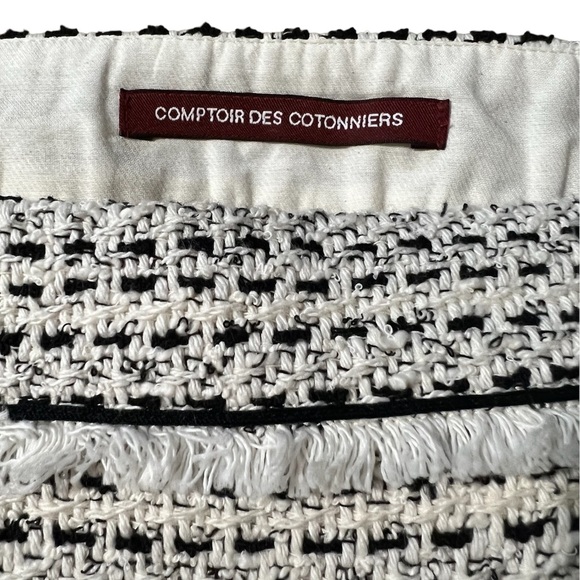 COMPTOIR DES COTONNIERS Tweed Frayed Mini Skirt Black + White Size Small - Picture 4 of 6